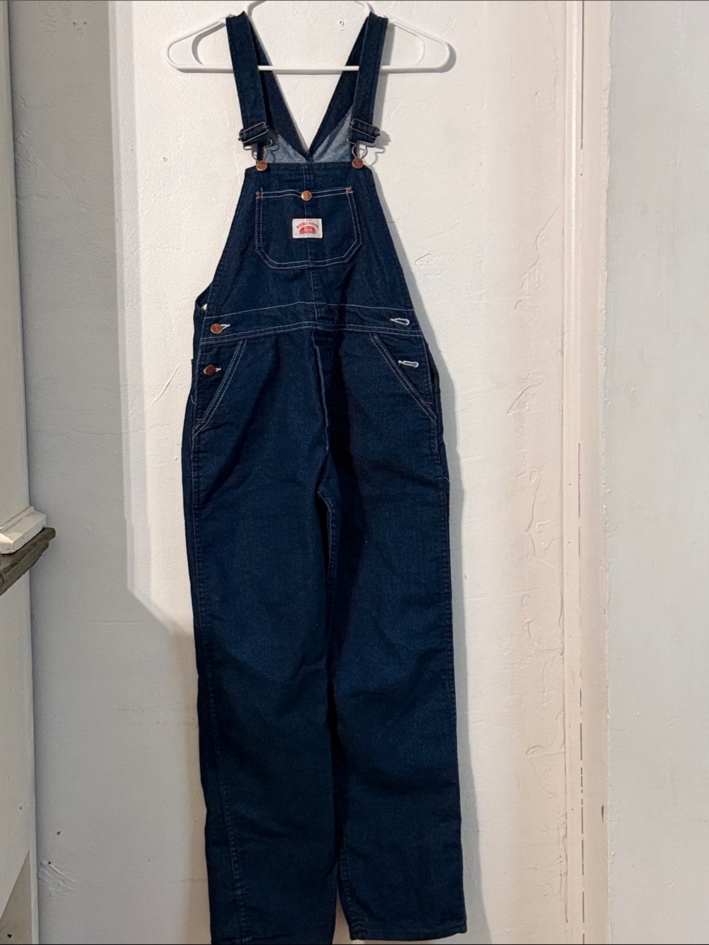 Boys Round House Relaxed Denim Overalls - Dark Blue